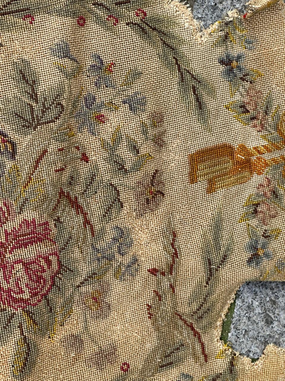 Bobyrug's hübscher antiker französischer Nadelspitze-Stuhlbezug Wandteppich  im Angebot 5