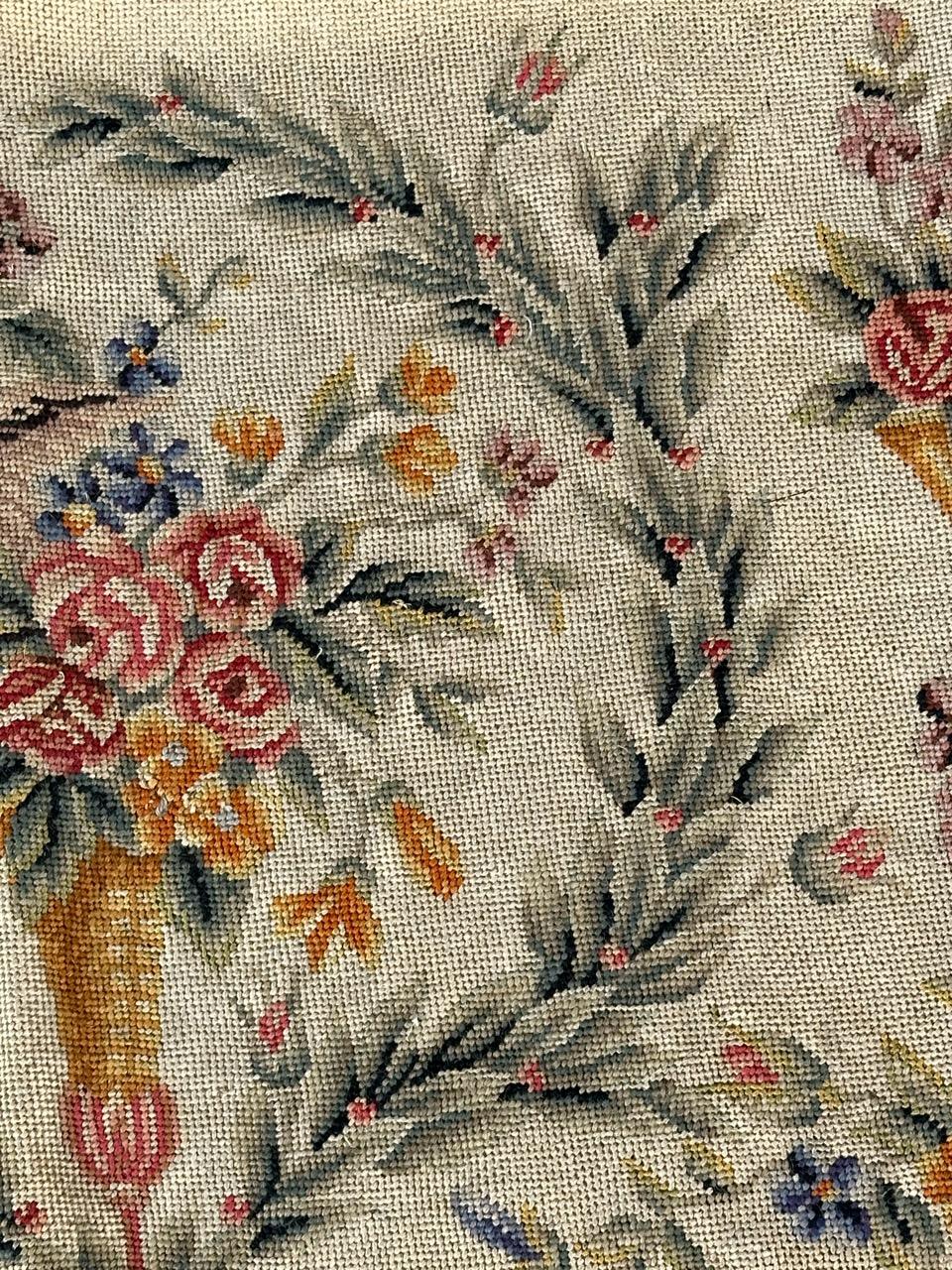 Bobyrug's pretty antique French needlepoint chair cover tapestry  en vente 6