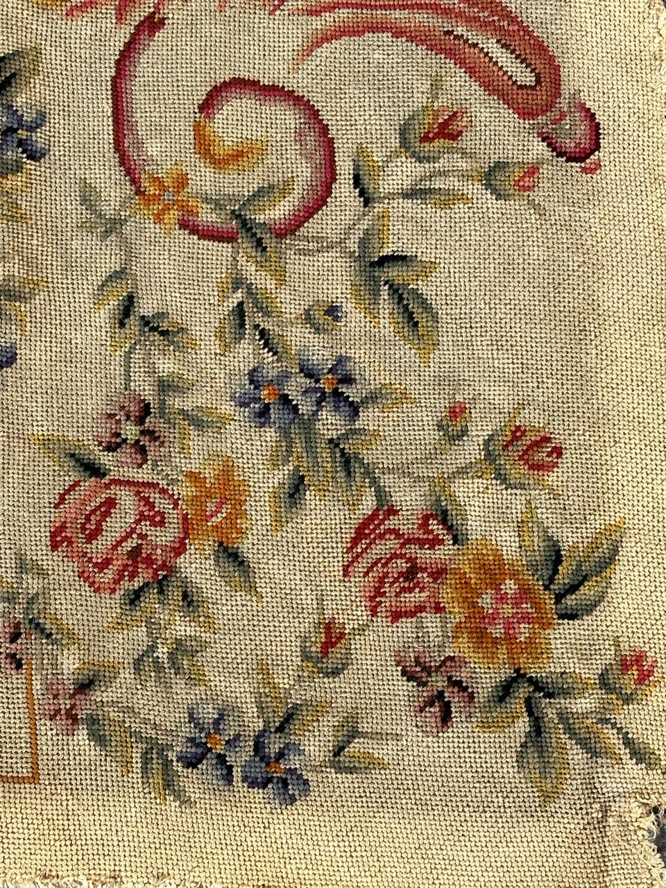 Bobyrug's pretty antique French needlepoint chair cover tapestry  en vente 7