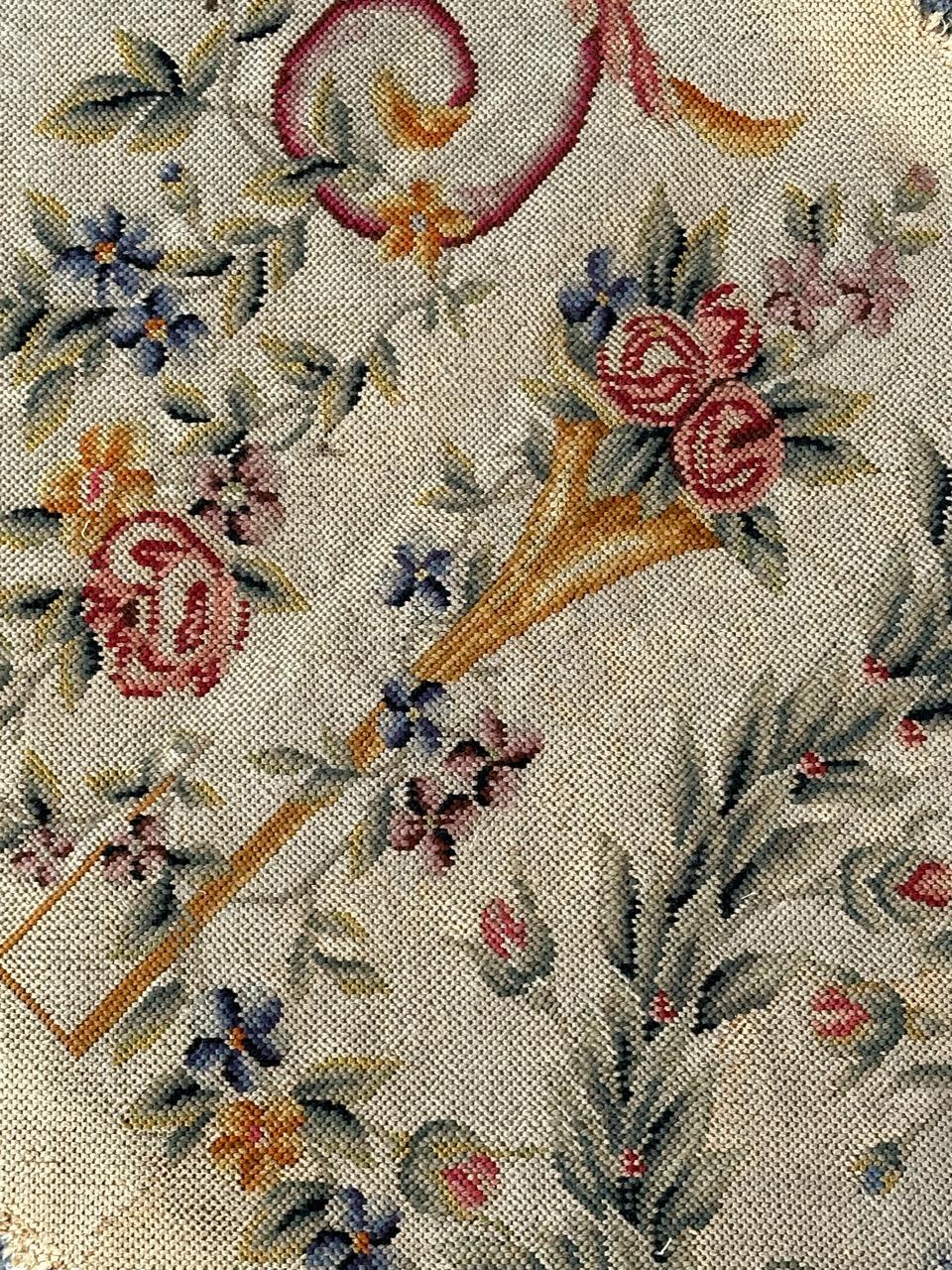 Bobyrug’s pretty antique French needlepoint chair cover tapestry  For Sale 11
