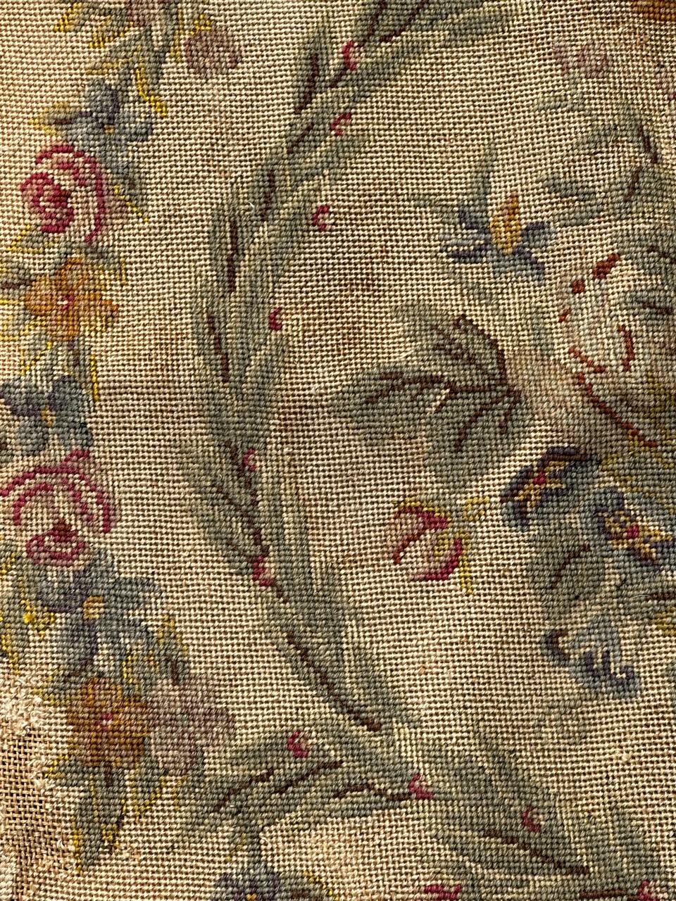 Aubusson Bobyrug's pretty antique French needlepoint chair cover tapestry  en vente