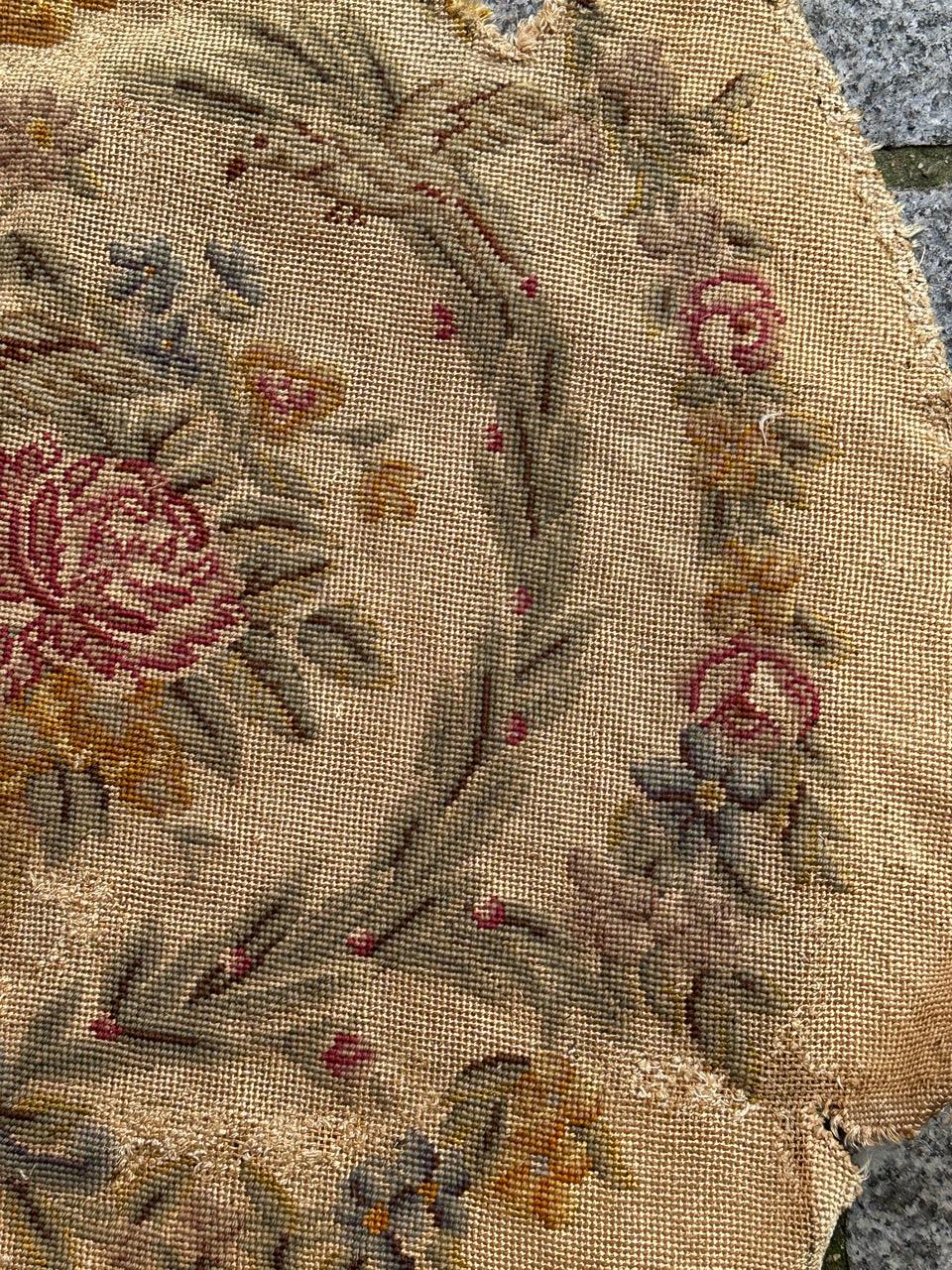 Aubusson Bobyrug’s pretty antique French needlepoint chair cover tapestry  For Sale