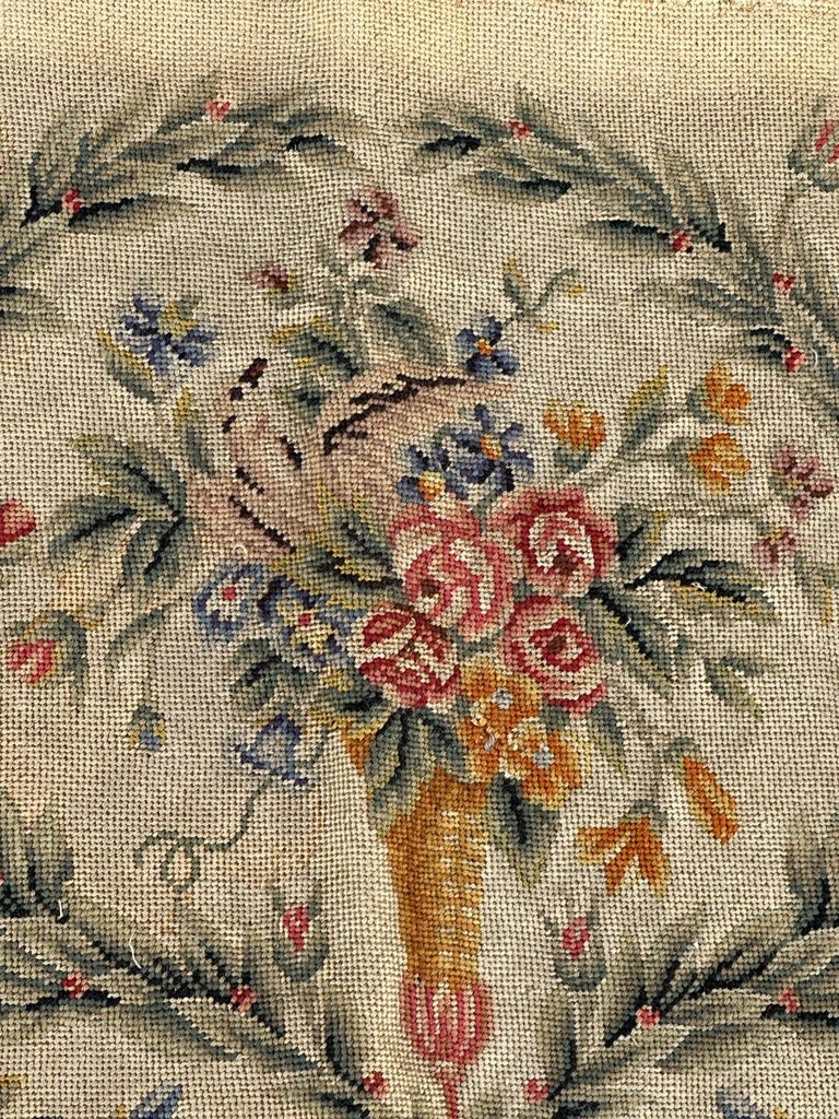 Bobyrug s pretty antique French needlepoint chair cover tapestry