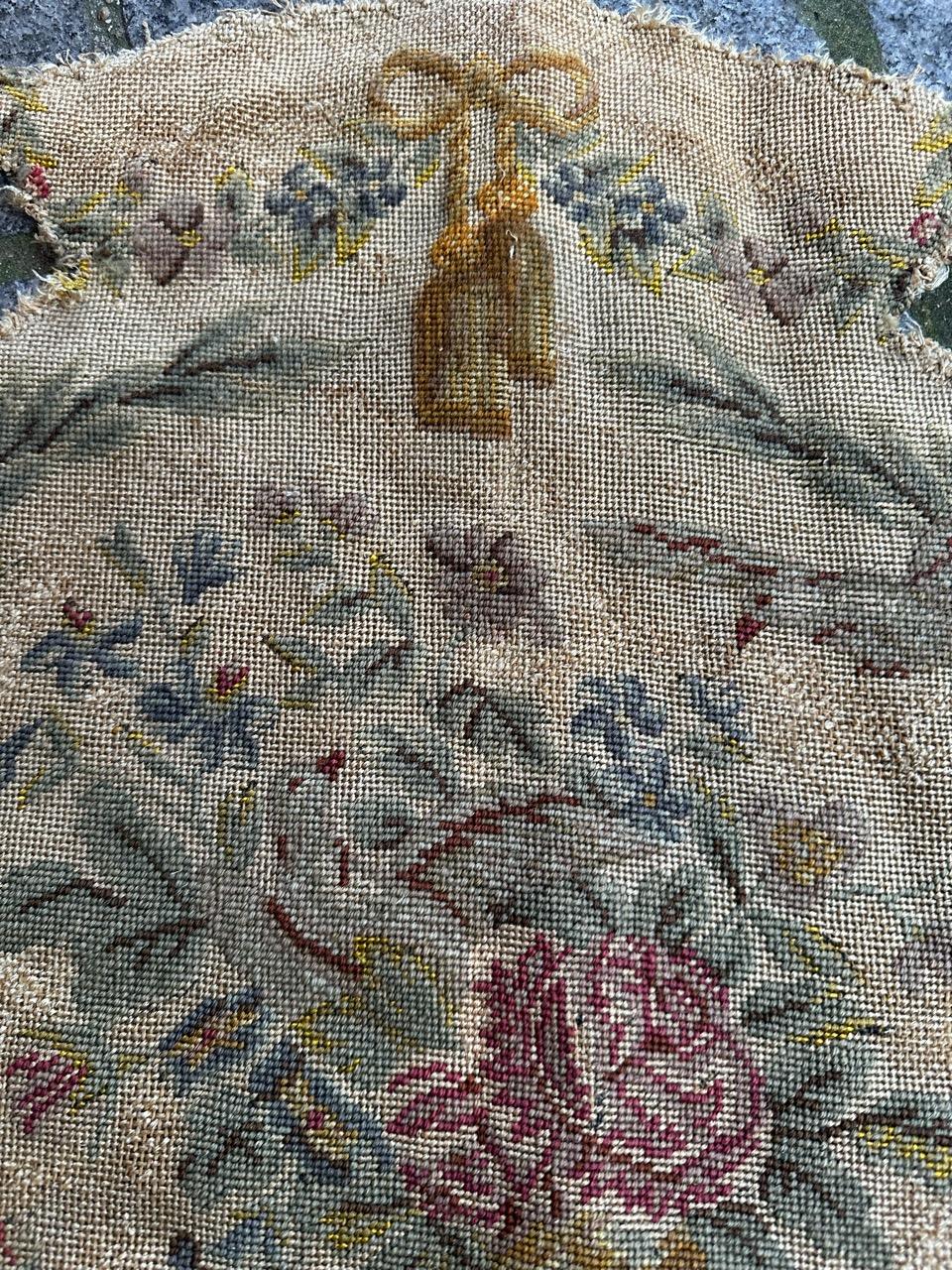 Bobyrug’s pretty antique French needlepoint chair cover tapestry  For Sale 1