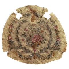 Bobyrug's pretty antique French needlepoint chair cover tapestry 