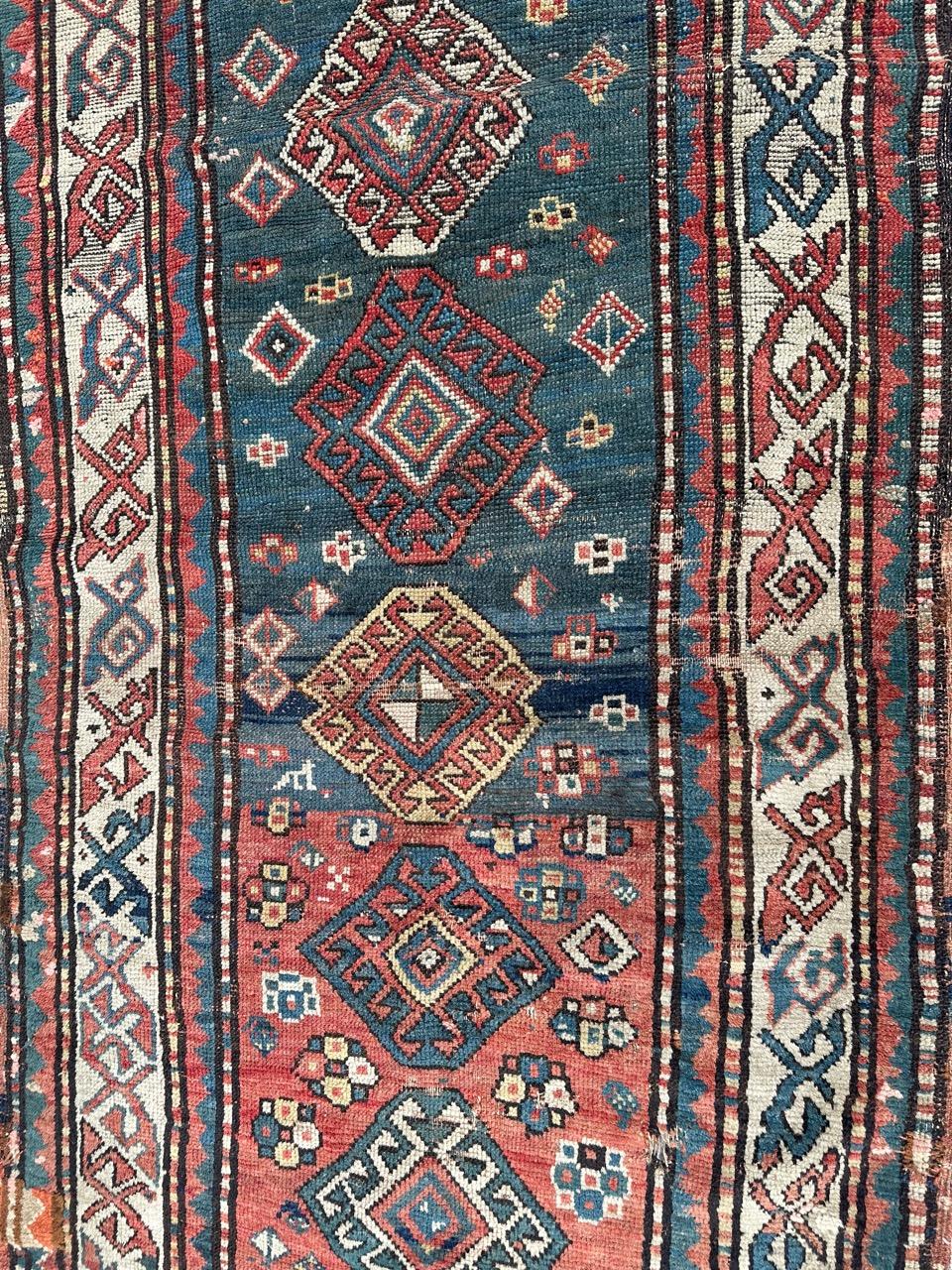 Bobyrug’s pretty antique kazak rug For Sale 5