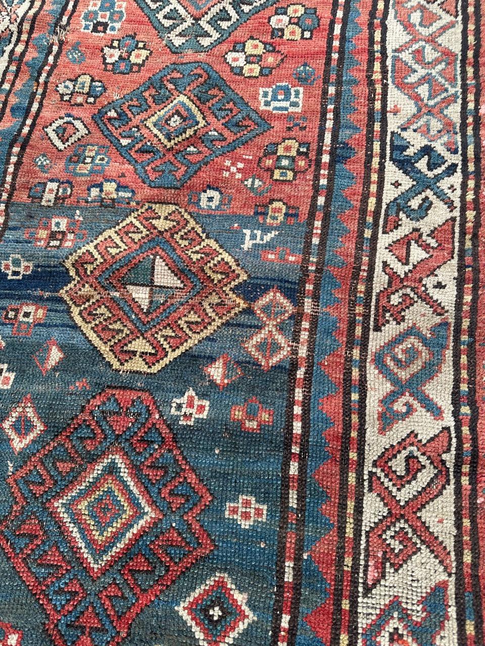 Bobyrug’s pretty antique kazak rug For Sale 9