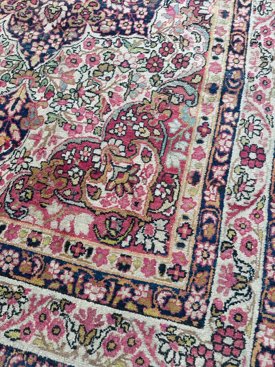 Bobyrug’s pretty antique Kirman lavar rug For Sale 5