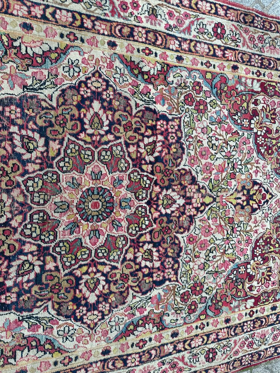 Bobyrug’s pretty antique Kirman lavar rug For Sale 7