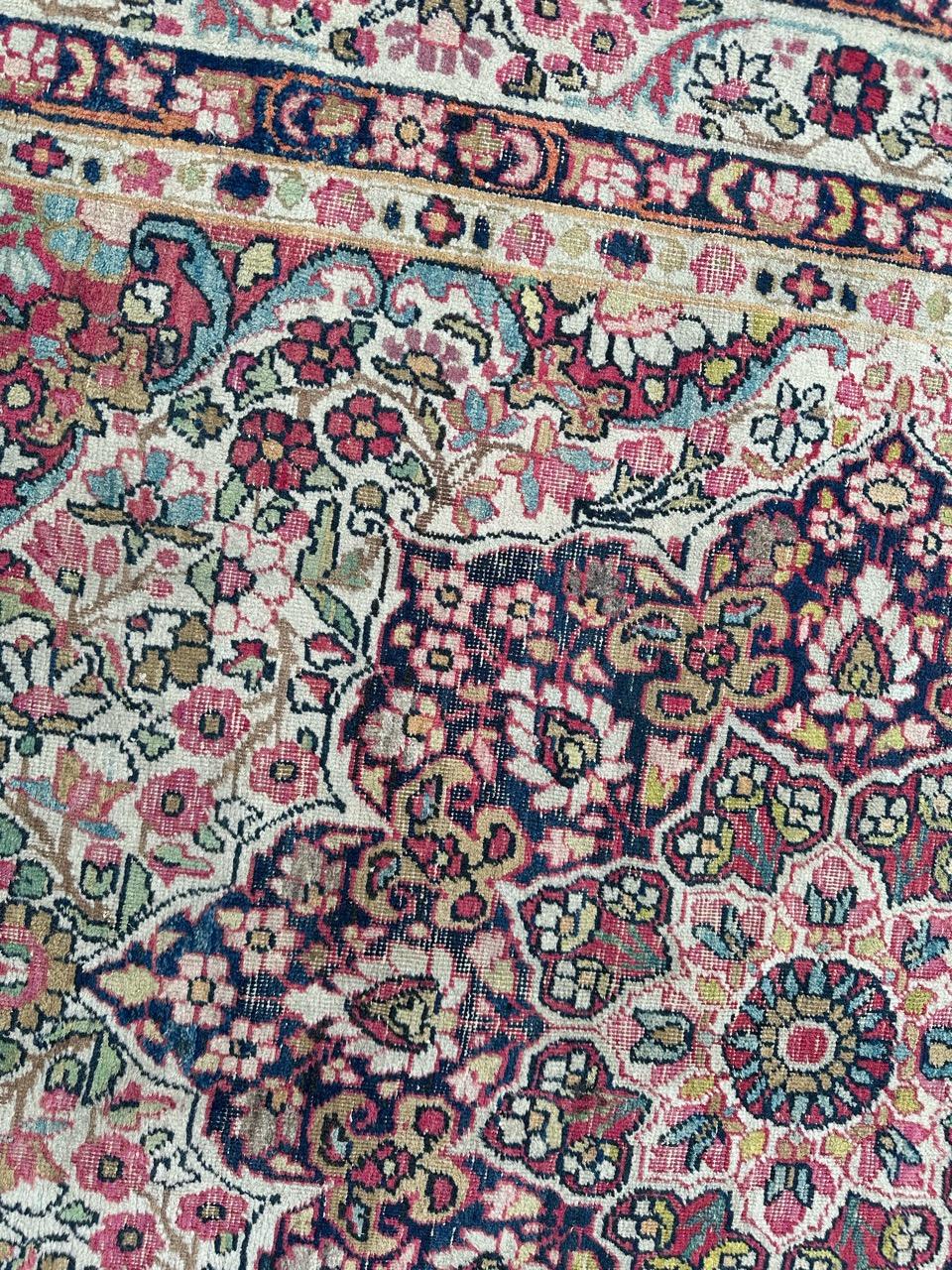 Bobyrug’s pretty antique Kirman lavar rug For Sale 8