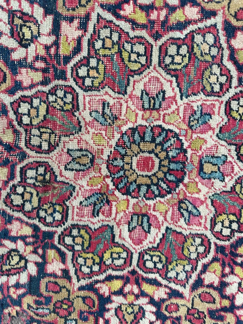 Bobyrug’s pretty antique Kirman lavar rug For Sale 9