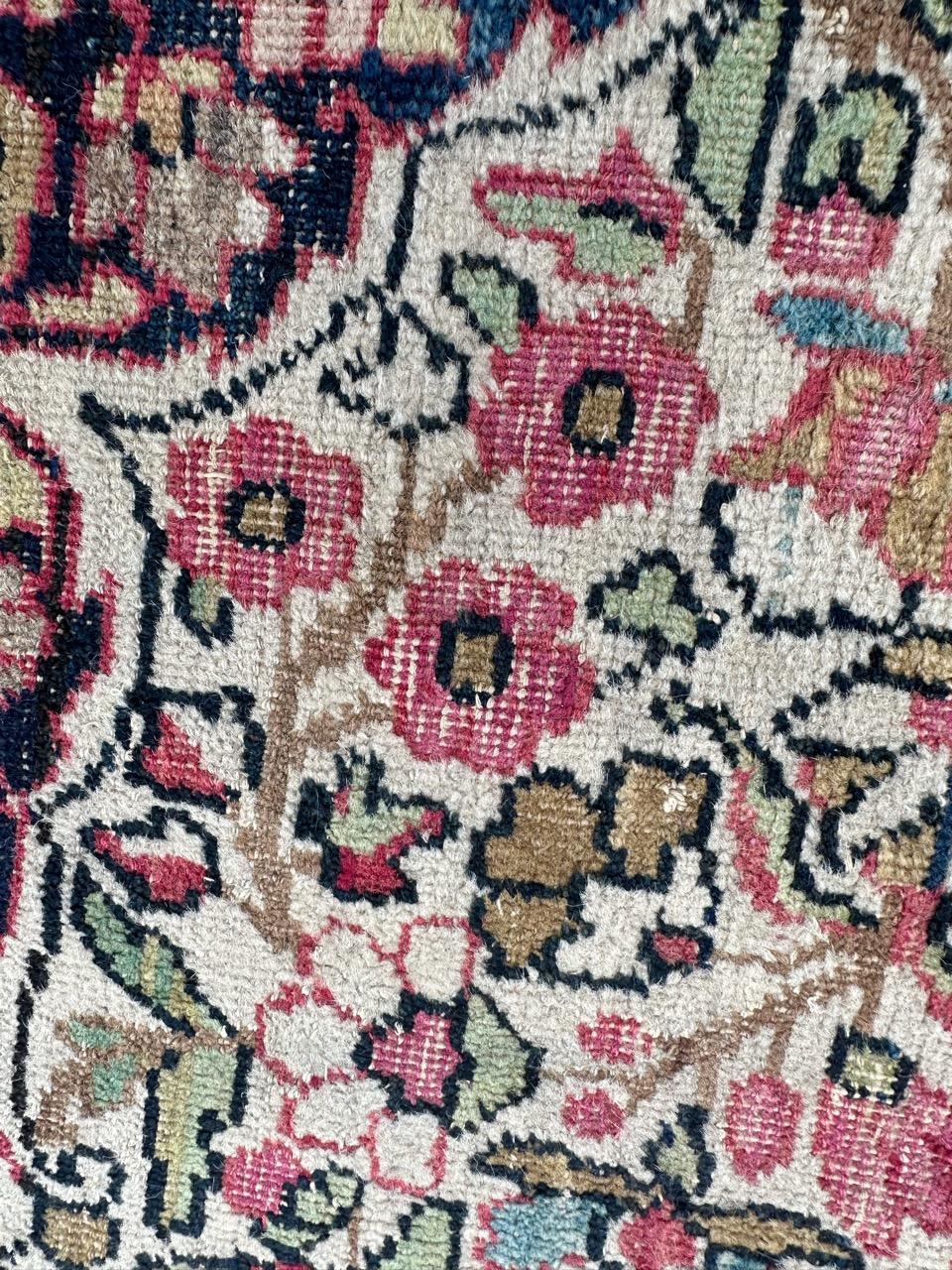 Bobyrug’s pretty antique Kirman lavar rug For Sale 10
