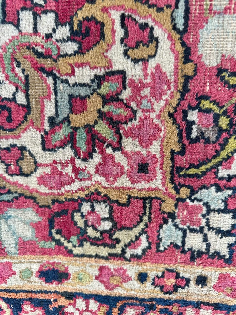 Bobyrug’s pretty antique Kirman lavar rug For Sale 12