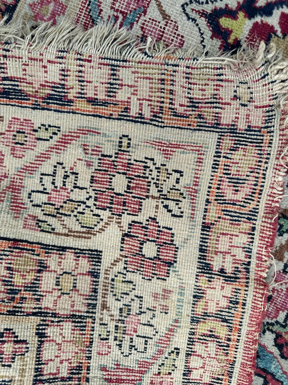 Bobyrug’s pretty antique Kirman lavar rug For Sale 13