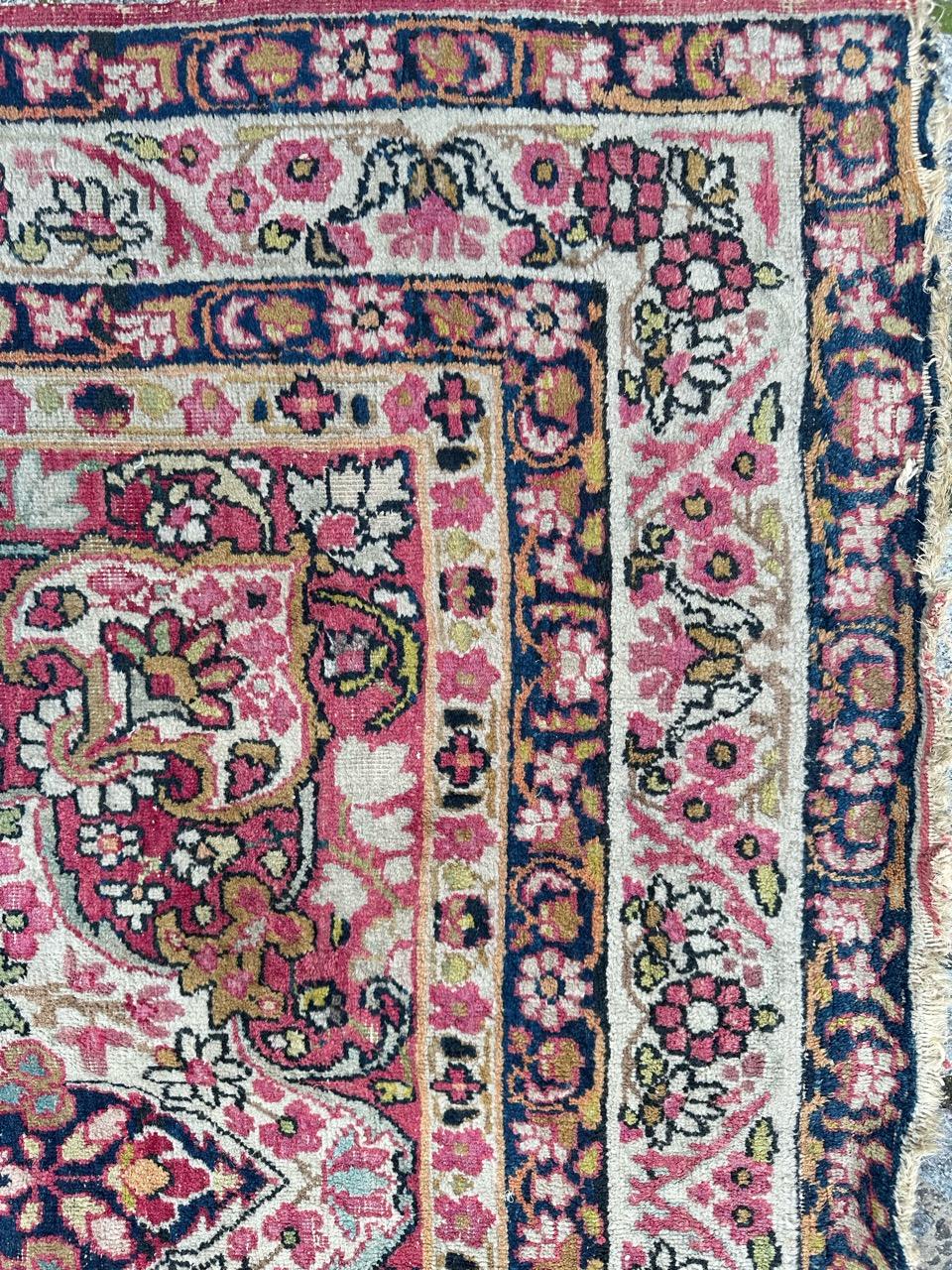 Bobyrug’s pretty antique Kirman lavar rug In Good Condition For Sale In Saint Ouen, FR