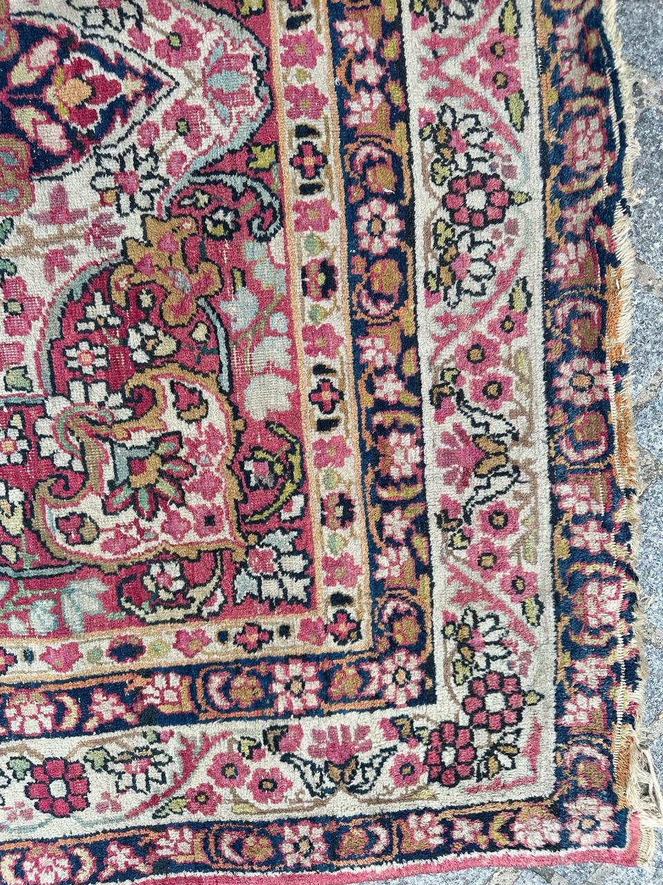 19th Century Bobyrug’s pretty antique Kirman lavar rug For Sale
