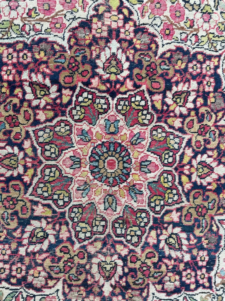 Bobyrug’s pretty antique Kirman lavar rug For Sale 2