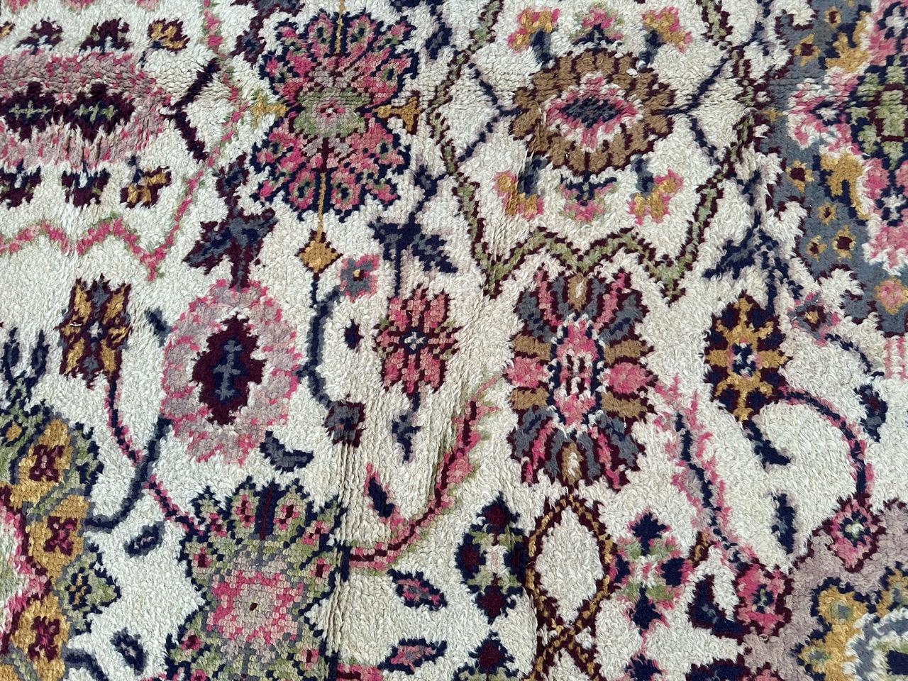 Bobyrug’s pretty antique large Spanish oushak rug For Sale 5