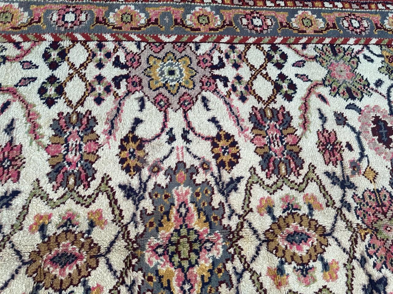 Bobyrug’s pretty antique large Spanish oushak rug For Sale 6