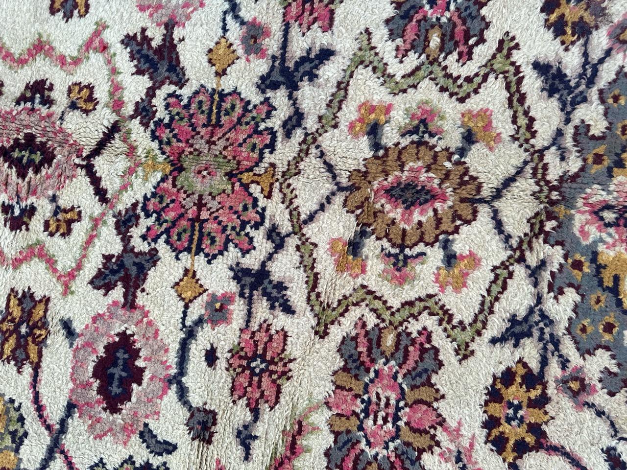 Bobyrug’s pretty antique large Spanish oushak rug For Sale 7