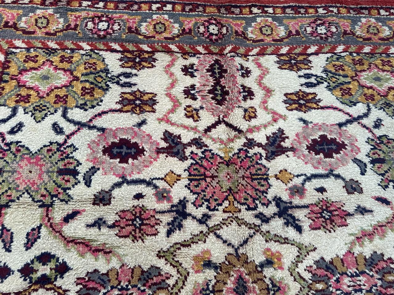Bobyrug’s pretty antique large Spanish oushak rug For Sale 8