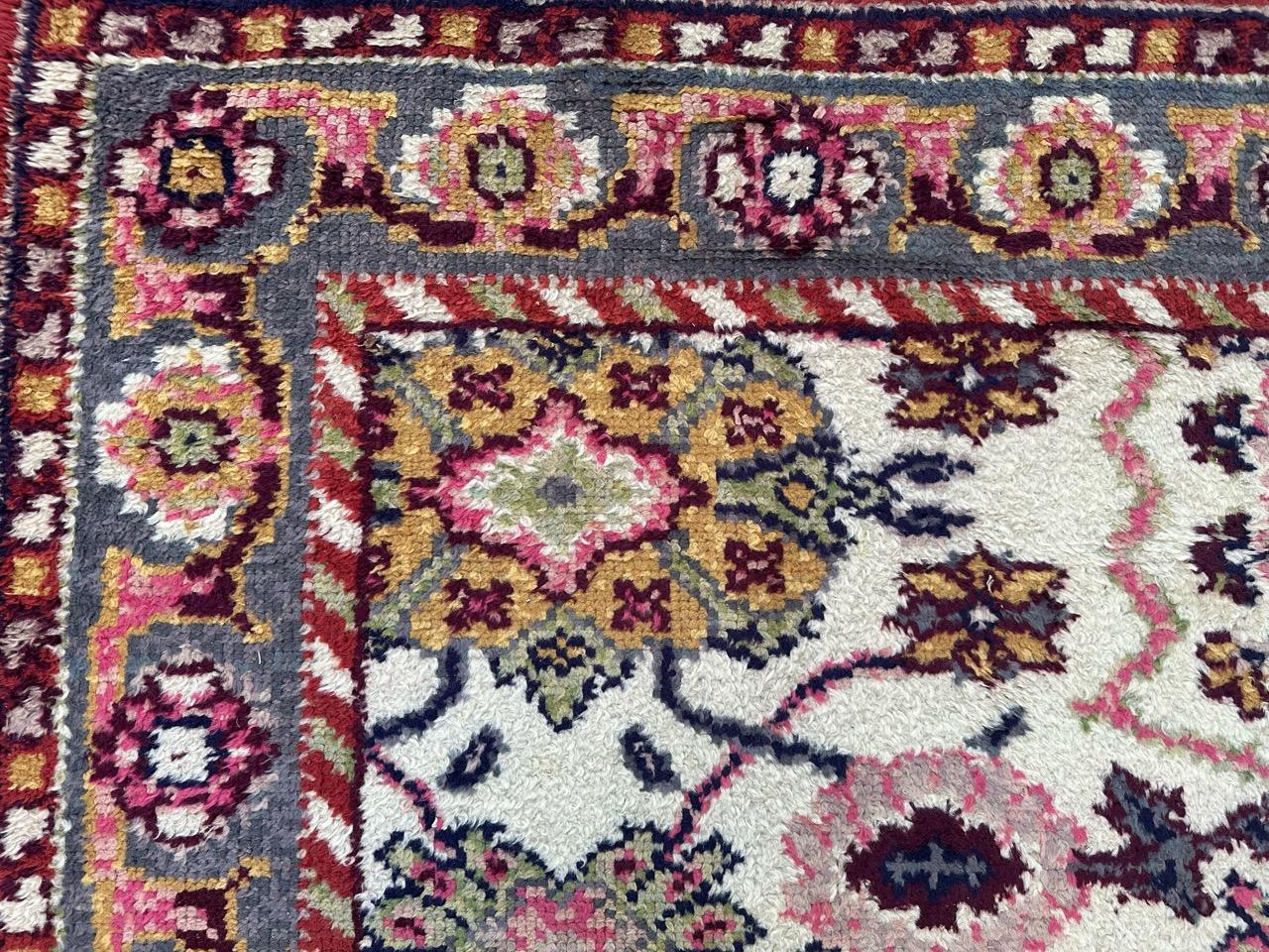 Bobyrug’s pretty antique large Spanish oushak rug For Sale 9