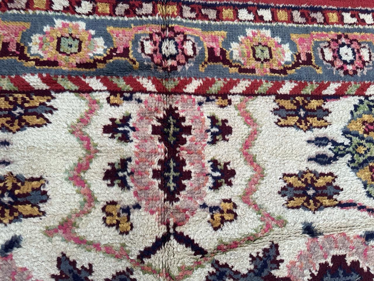 Bobyrug’s pretty antique large Spanish oushak rug For Sale 12