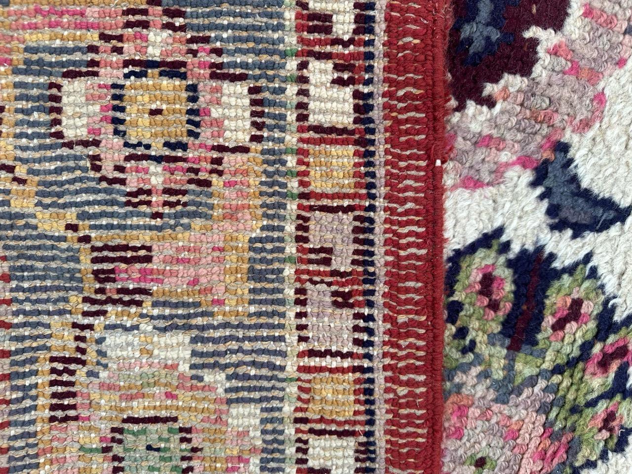 Bobyrug’s pretty antique large Spanish oushak rug For Sale 13