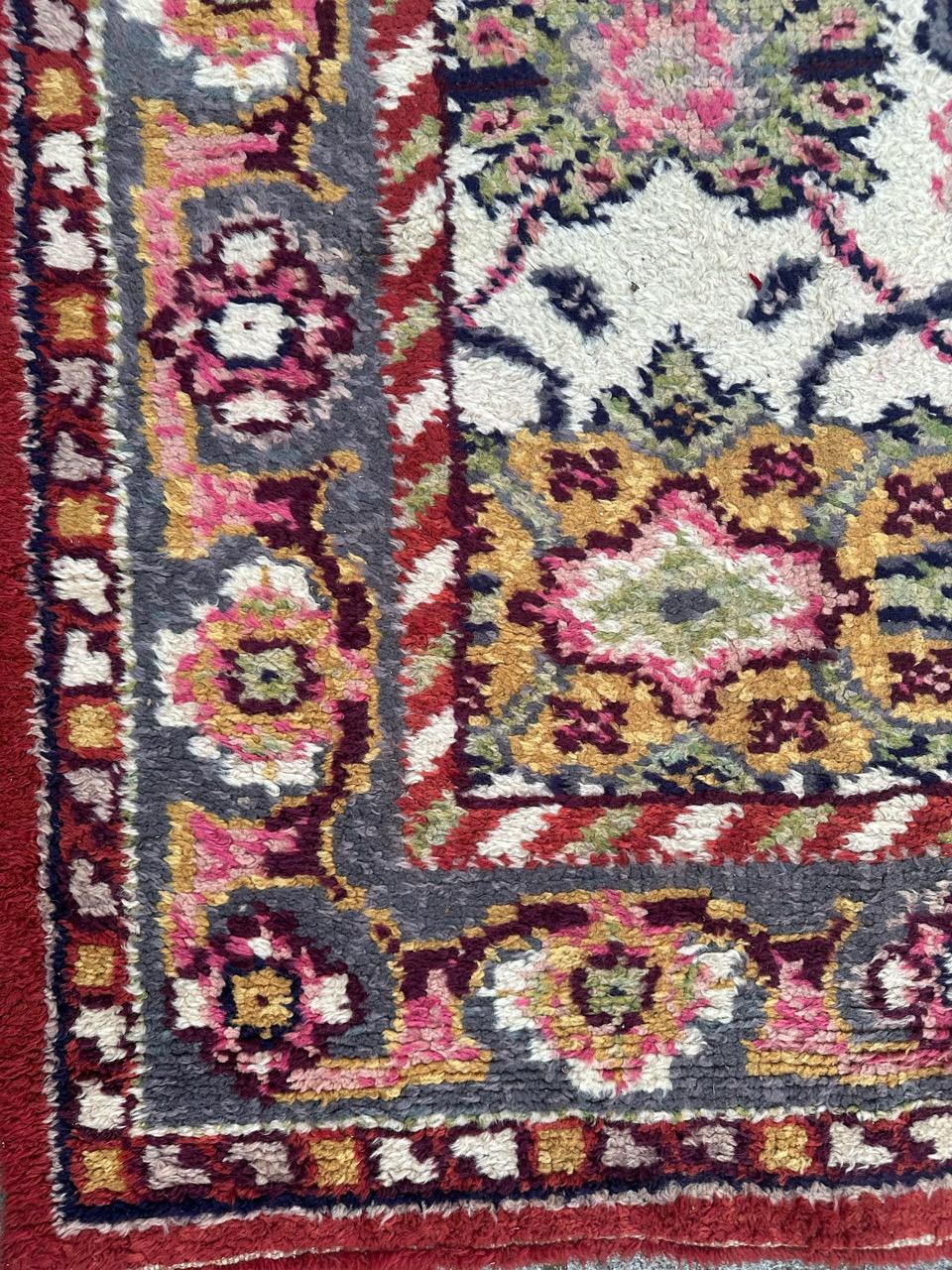 Oushak Bobyrug’s pretty antique large Spanish oushak rug For Sale