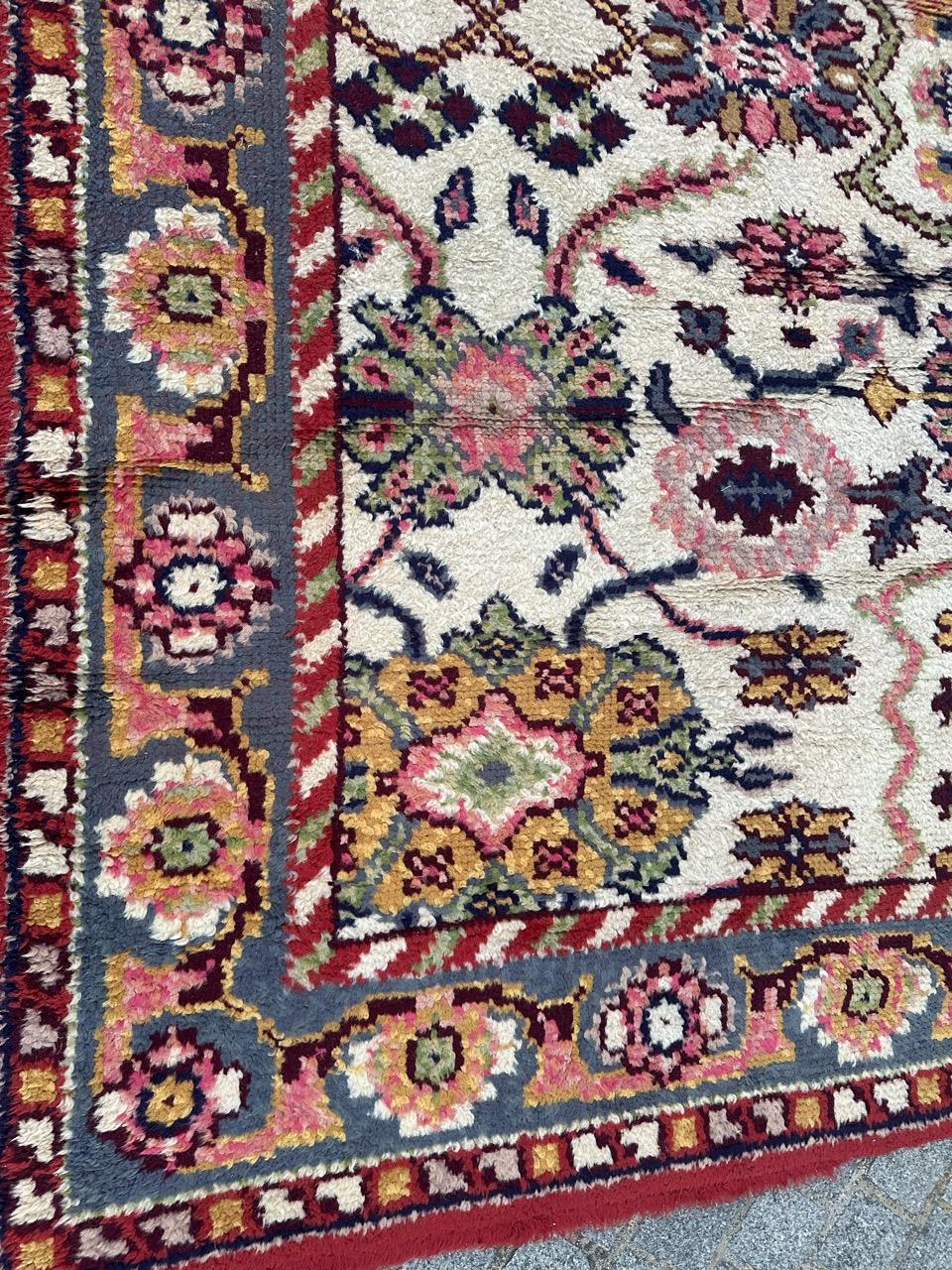 Bobyrug’s pretty antique large Spanish oushak rug For Sale 2