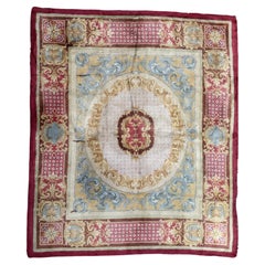 pretty antique large Spanish Savonnerie rug 