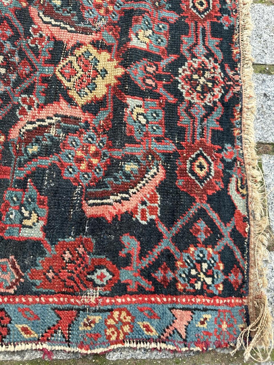 Hand-Knotted Bobyrug’s pretty antique little malayer fragment rug  For Sale