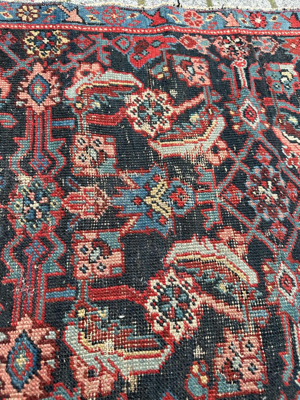 Wool Bobyrug’s pretty antique little malayer fragment rug  For Sale