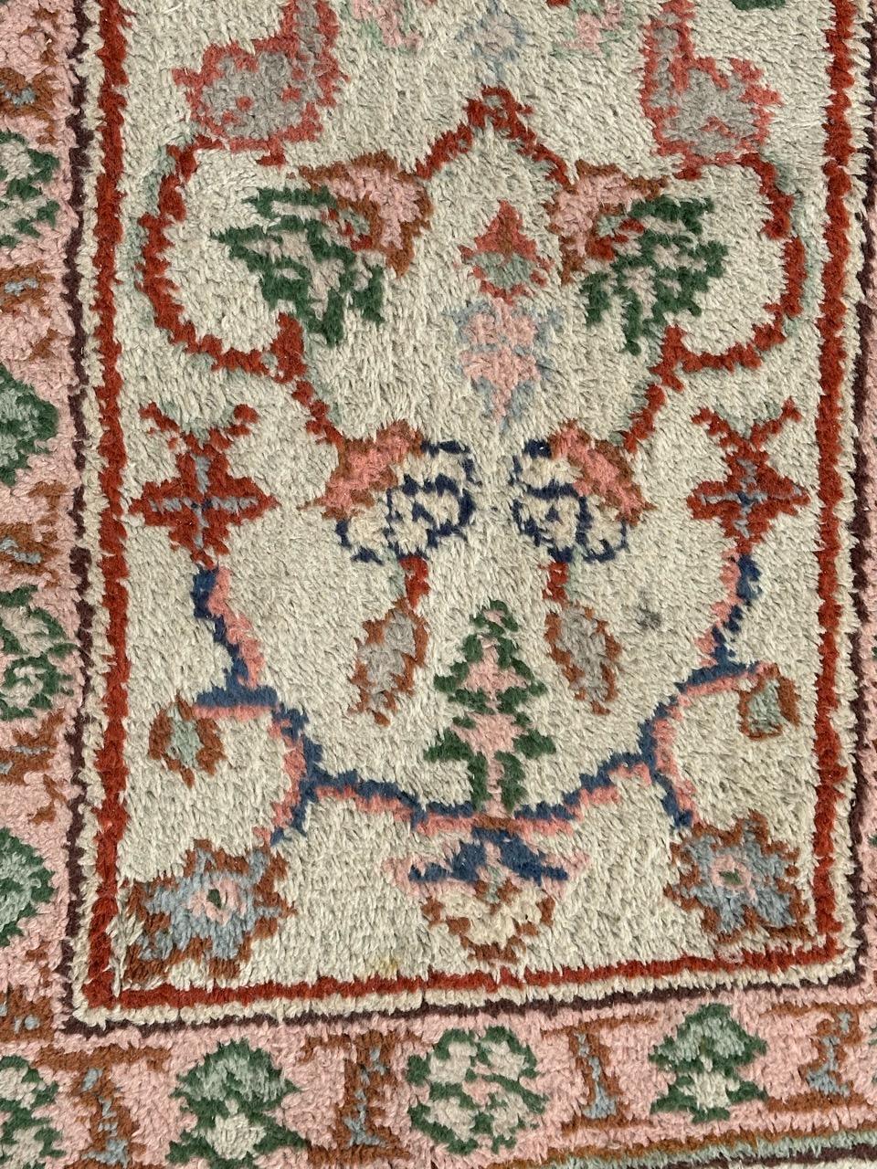 Hand-Knotted Bobyrug’s pretty antique oushak style Moroccan rug  For Sale