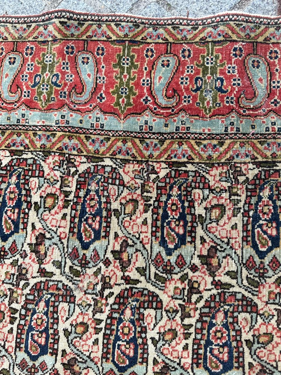 Bobyrug’s pretty antique Qom rug  For Sale 8