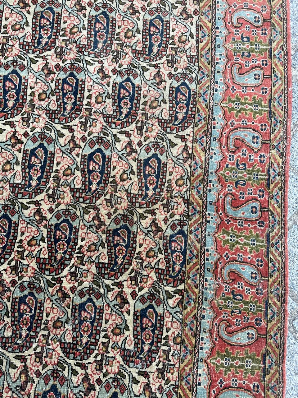 Asian Bobyrug’s pretty antique Qom rug  For Sale