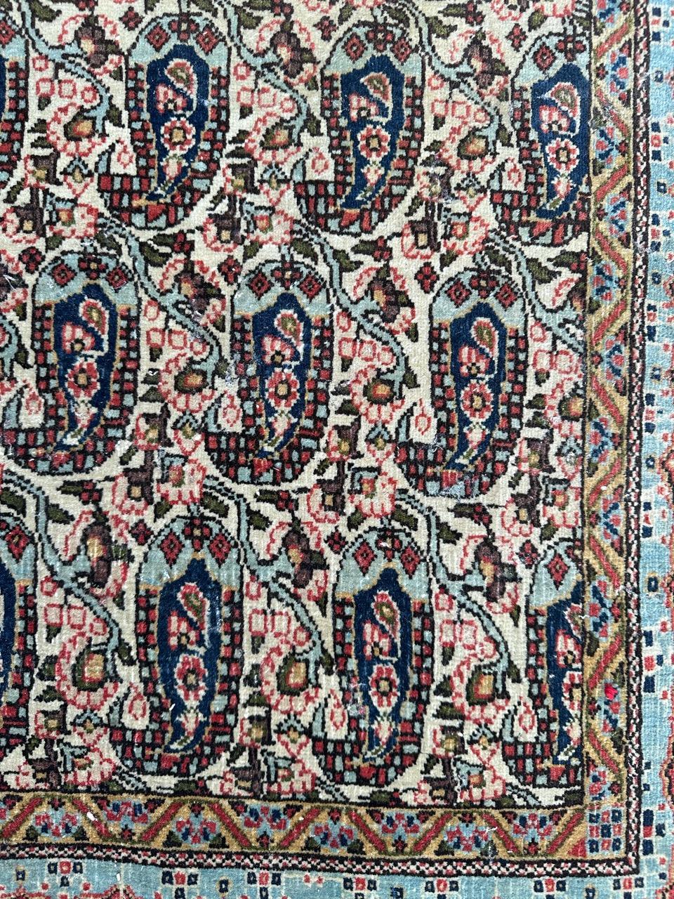 Hand-Knotted Bobyrug’s pretty antique Qom rug  For Sale