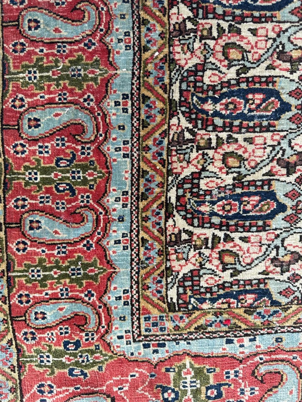 Bobyrug’s pretty antique Qom rug  For Sale 1