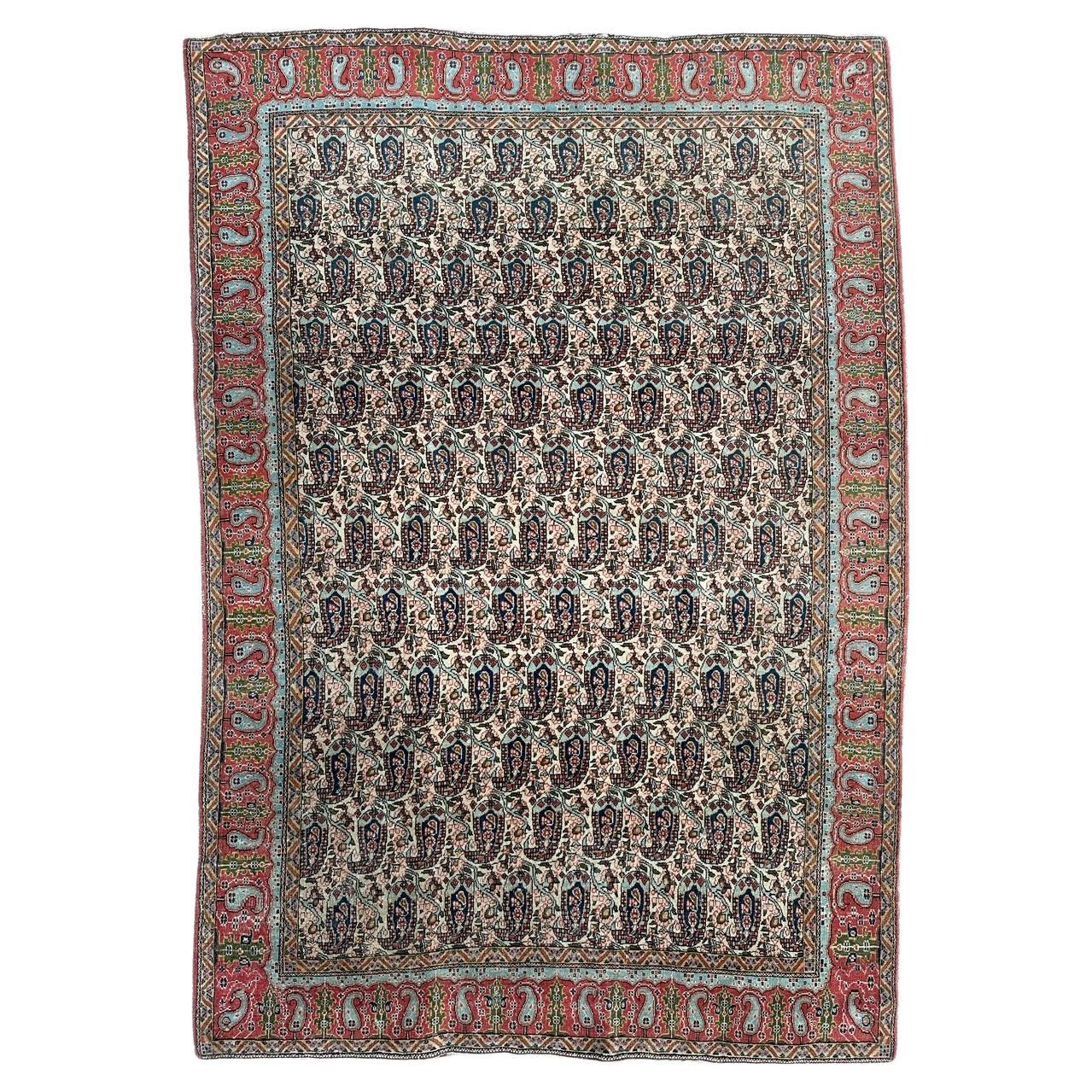 Bobyrug’s pretty antique Qom rug  For Sale