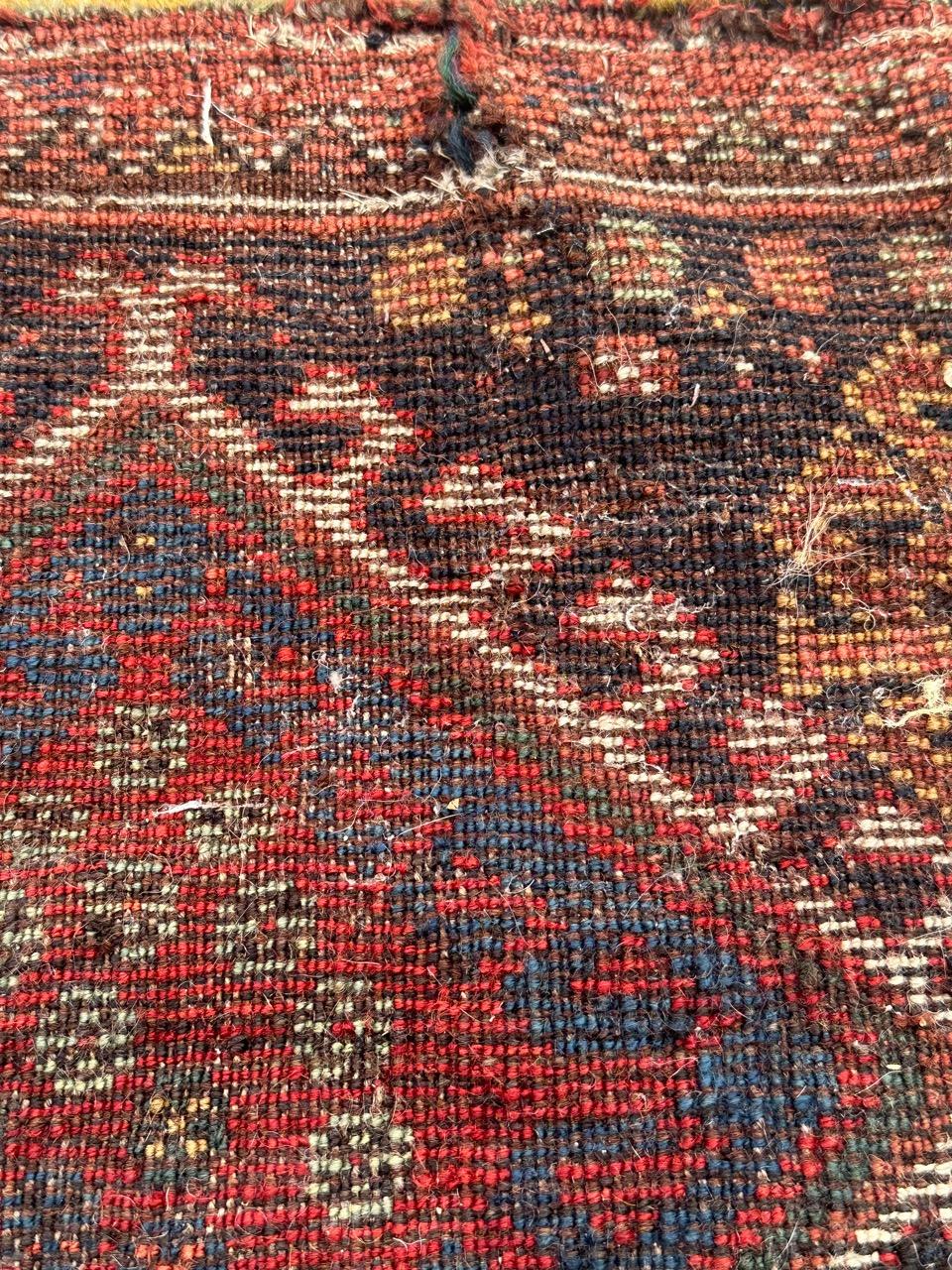 pretty antique small qashqai fragment rug  For Sale 9