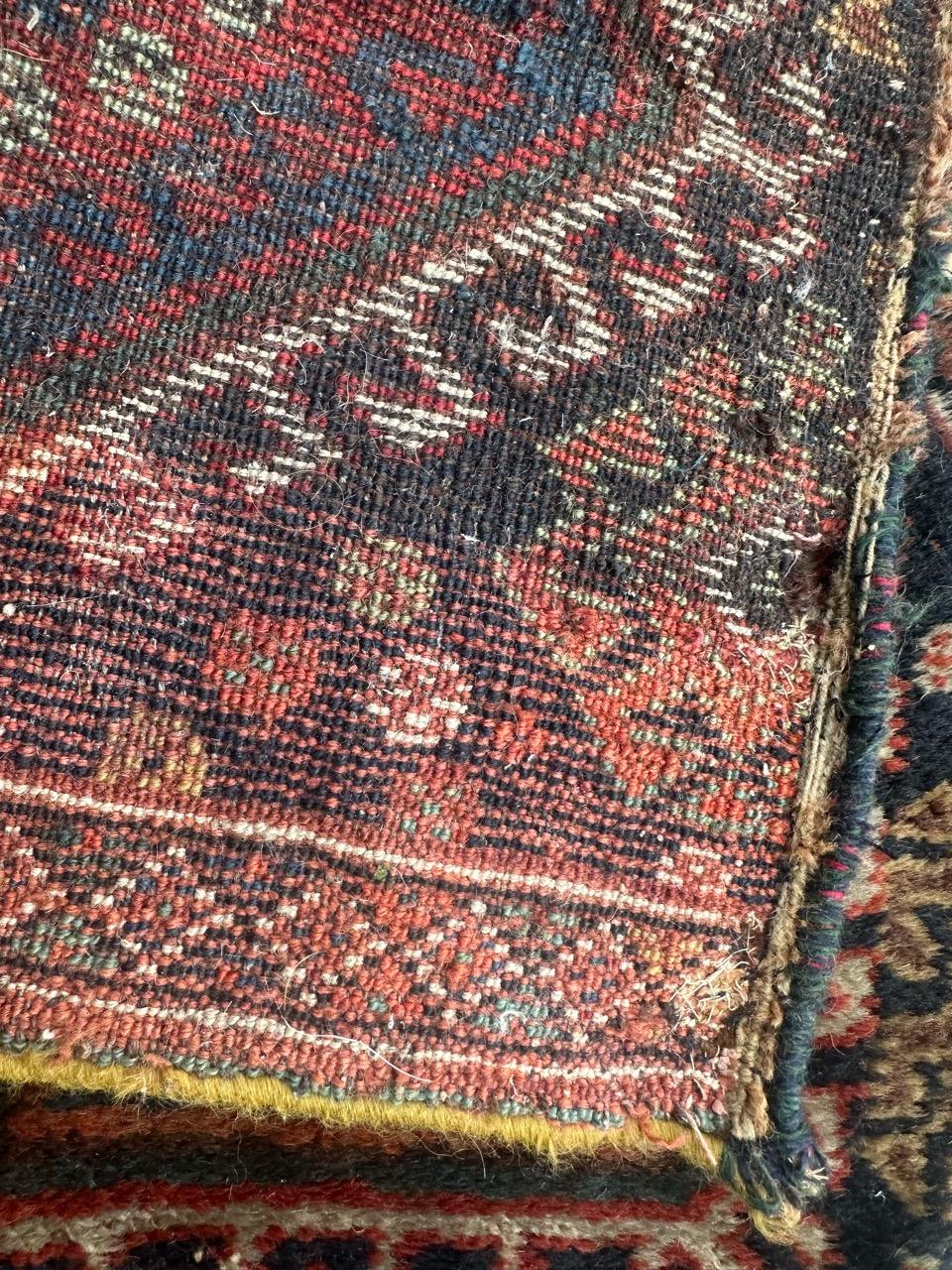 Bobyrug’s pretty antique small qashqai fragment rug  For Sale 11