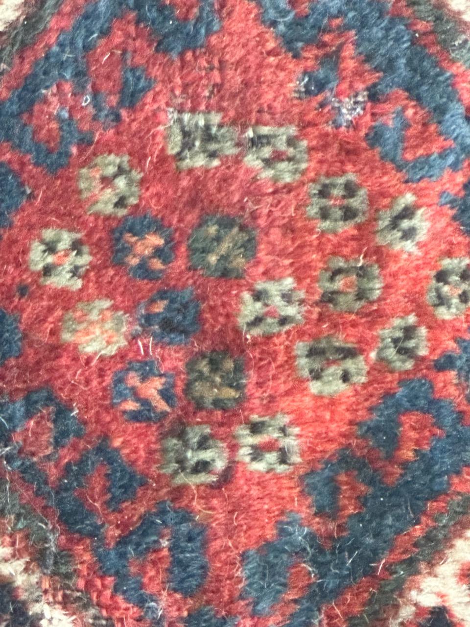 pretty antique small qashqai fragment rug  For Sale 1