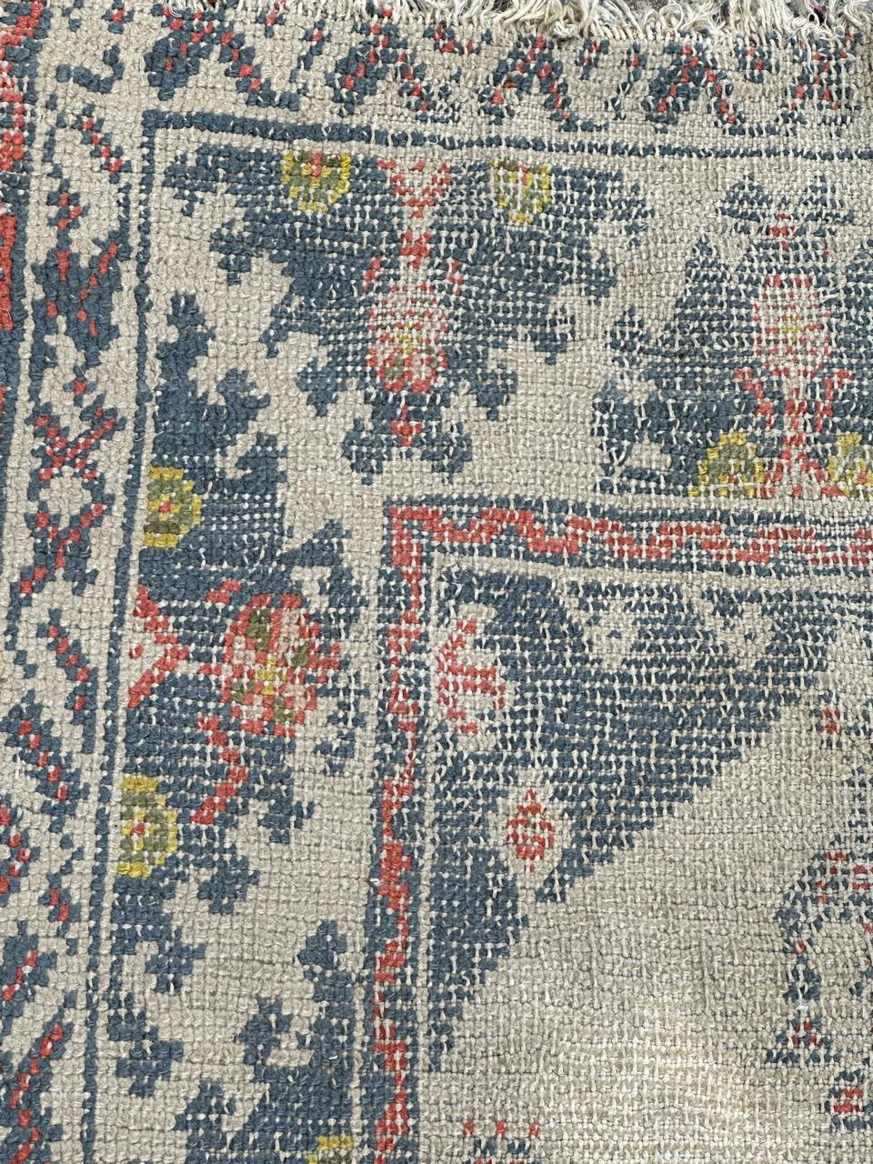 Bobyrug’s pretty antique small Turkish oushak rug  For Sale 3