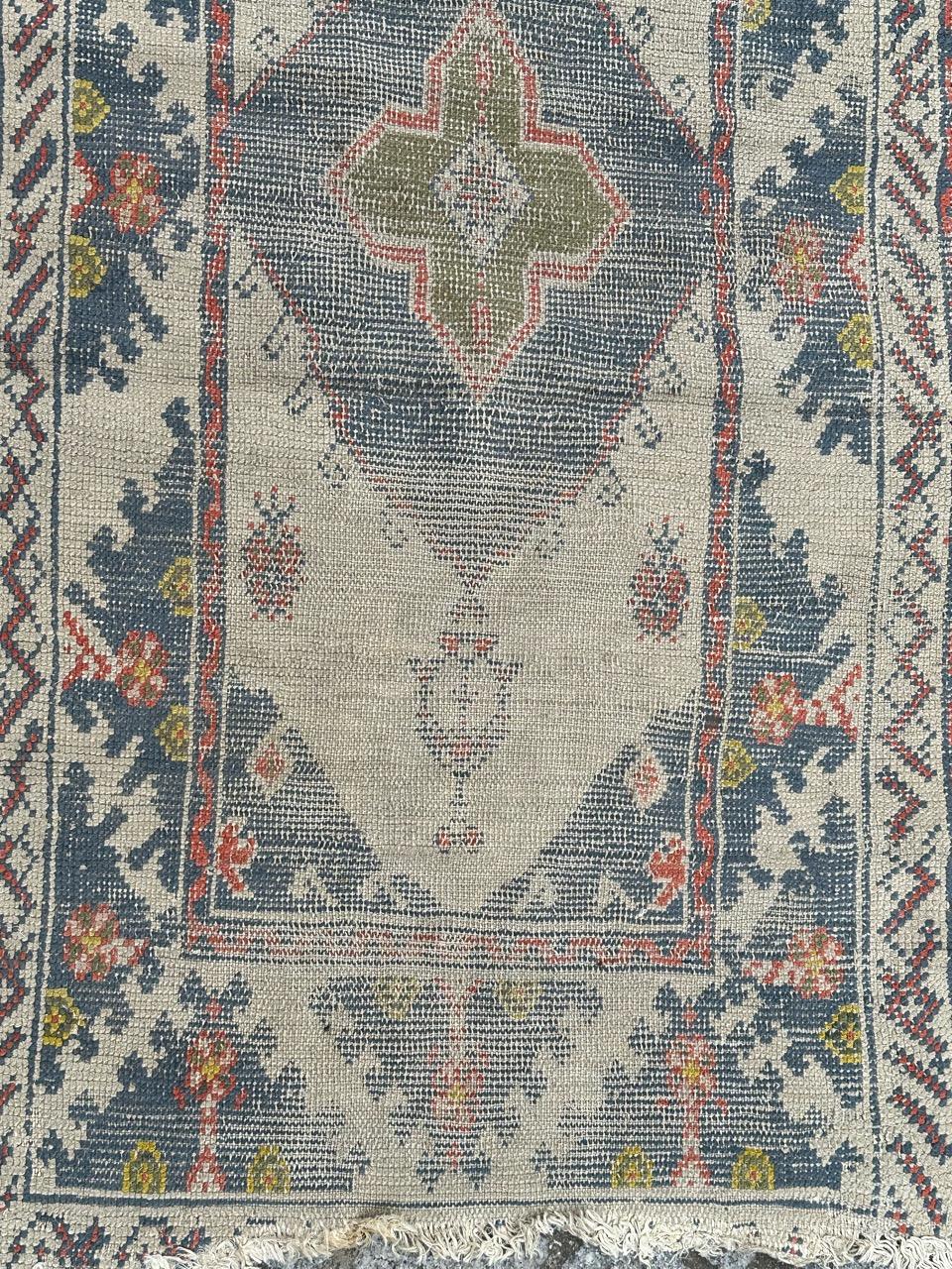 Hand-Knotted pretty antique small Turkish oushak rug  For Sale