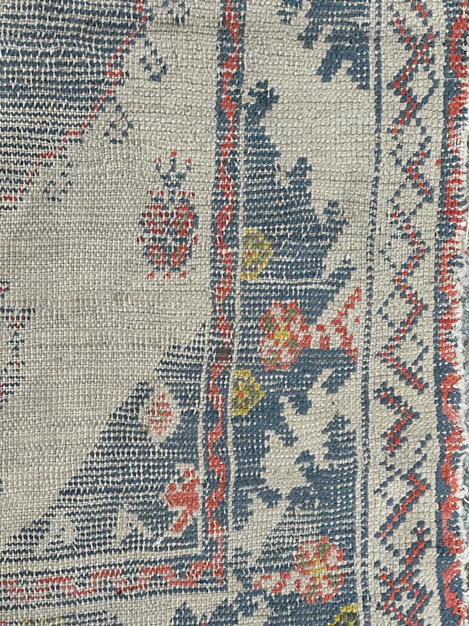 Bobyrug’s pretty antique small Turkish oushak rug  For Sale 1