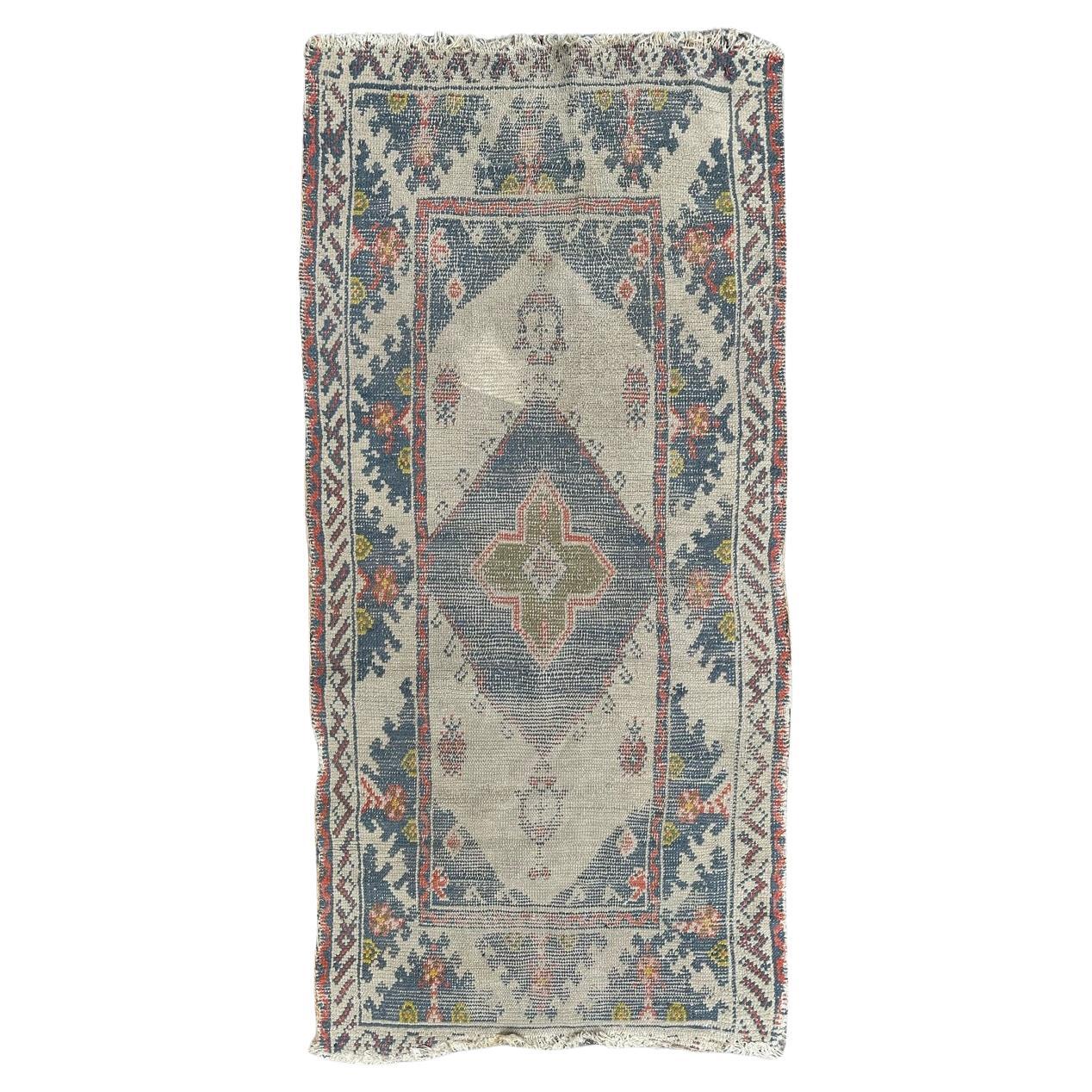 Bobyrug’s pretty antique small Turkish oushak rug  For Sale