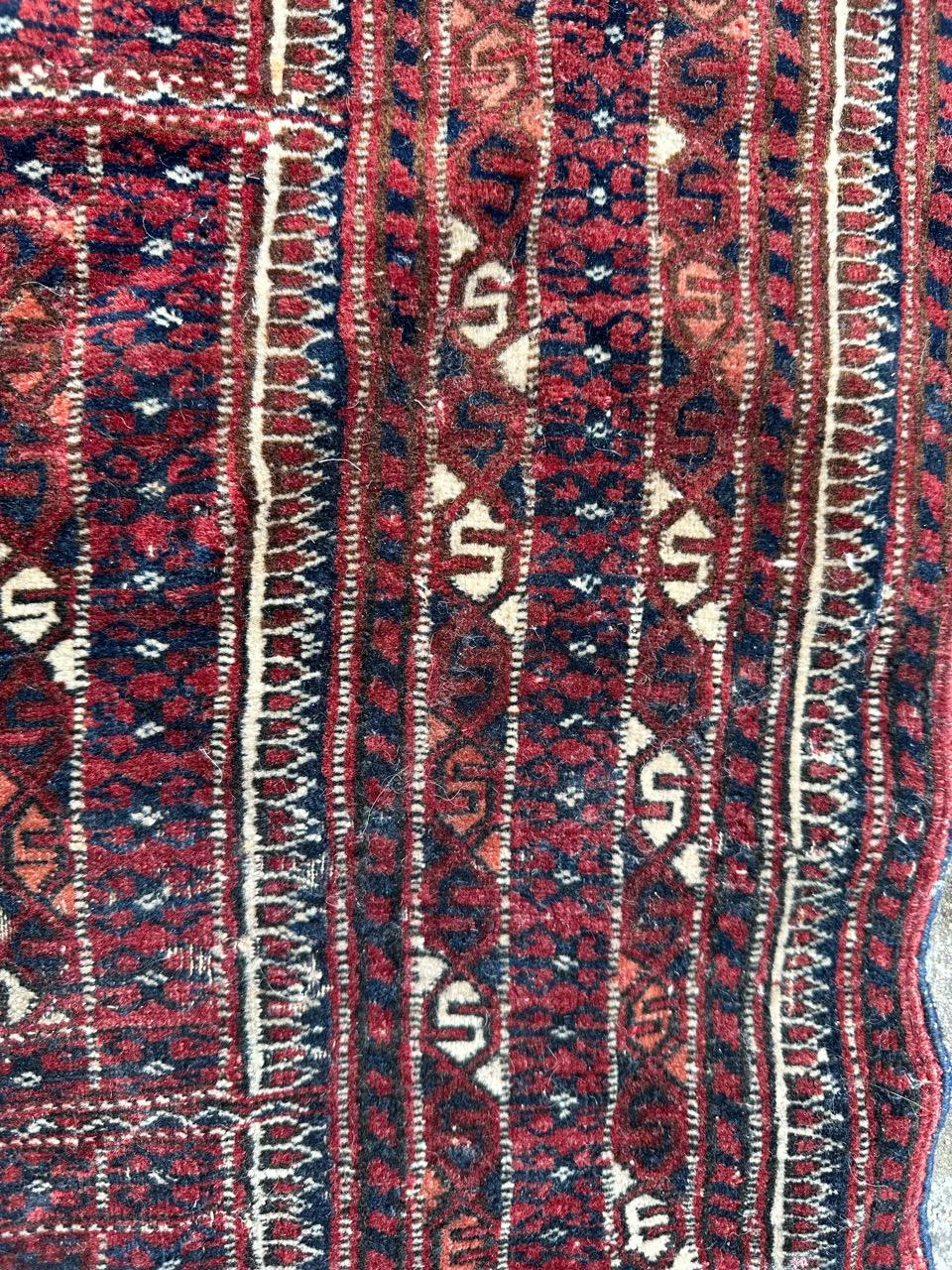 Bobyrug’s pretty antique tribal collectible Turkmen rug  For Sale 2