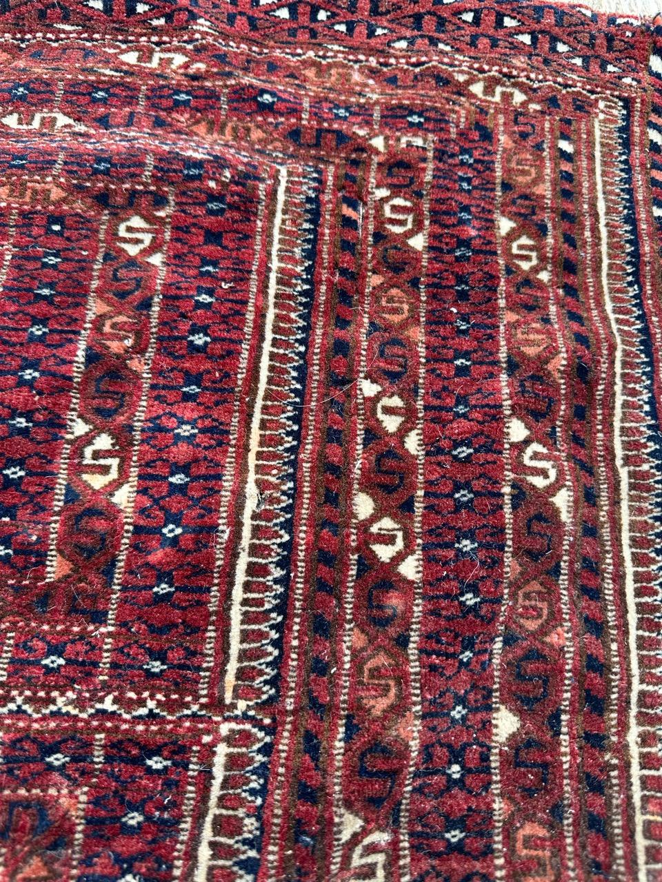 Bobyrug’s pretty antique tribal collectible Turkmen rug  For Sale 3