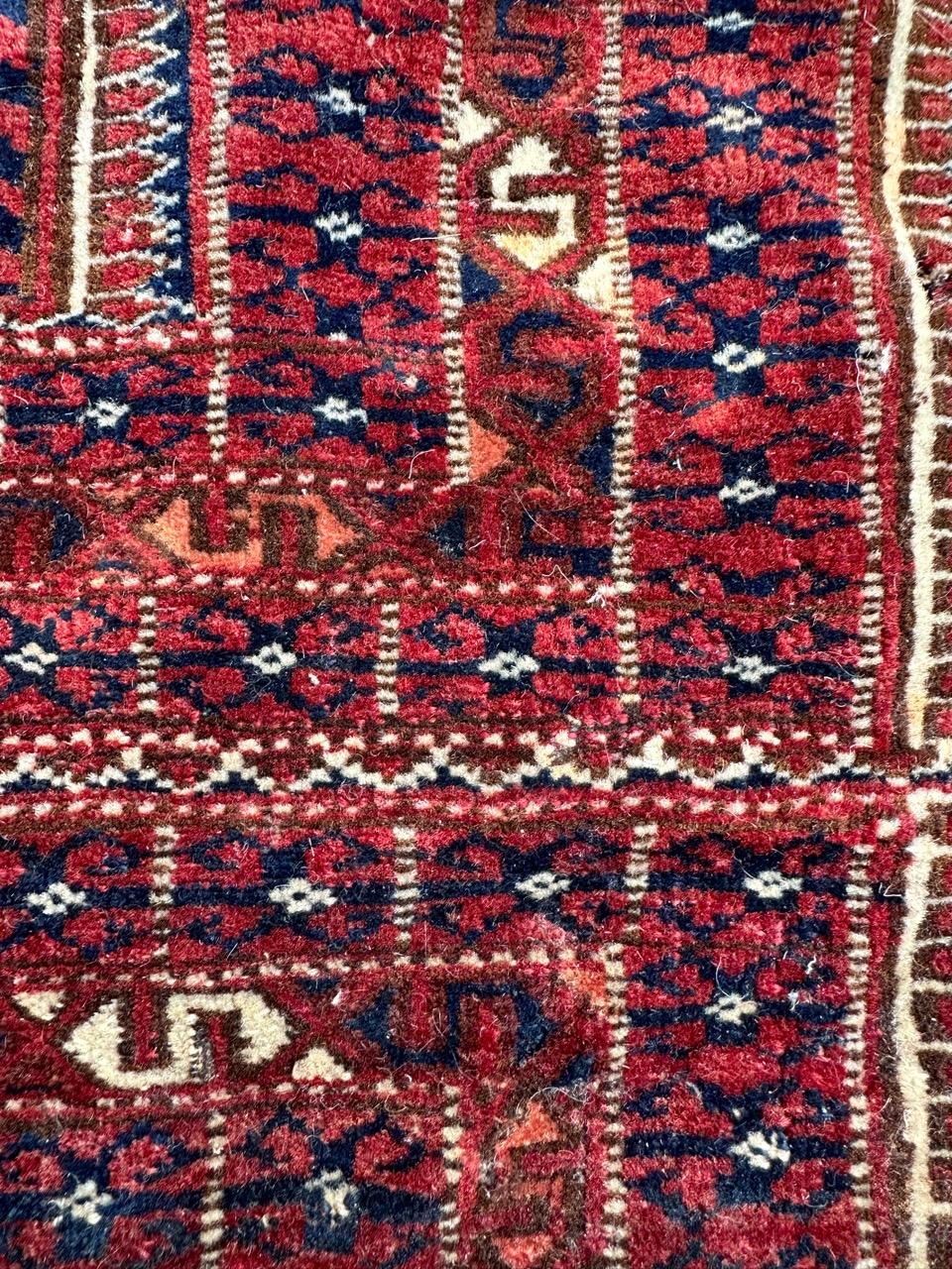 Bobyrug’s pretty antique tribal collectible Turkmen rug  For Sale 5