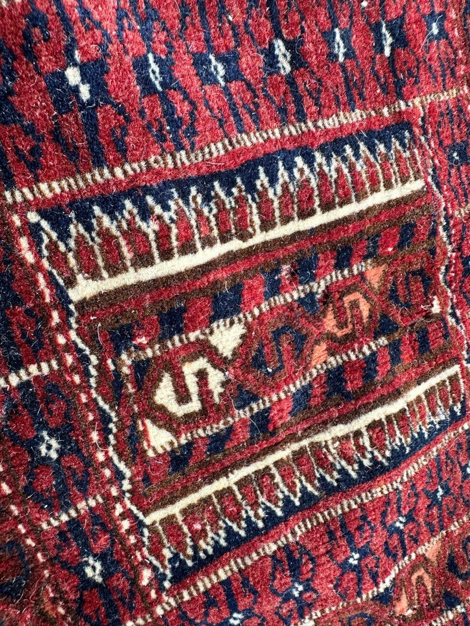 Bobyrug’s pretty antique tribal collectible Turkmen rug  For Sale 6